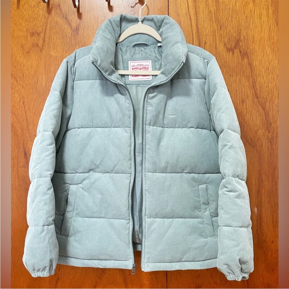 Levi's Women’s Mint Green Corduroy Puffer Quilted Jacket